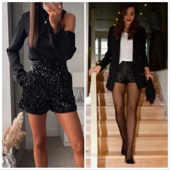 ZARA SEQUIN SHORTS - Picture 2 of 6